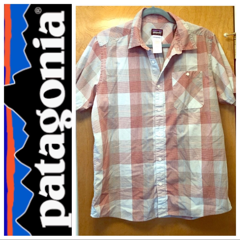 Patagonia Red and White Plaid Short Sleeve Button-Down Shirt